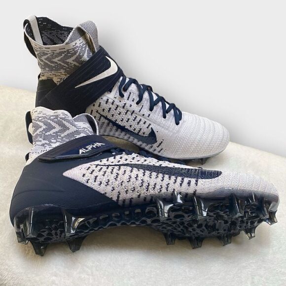 Nike Alpha Menace Elite 2 Flyknit Navy Football Cleats BV2077-101 Mens size 10.5 - Picture 9 of 10
